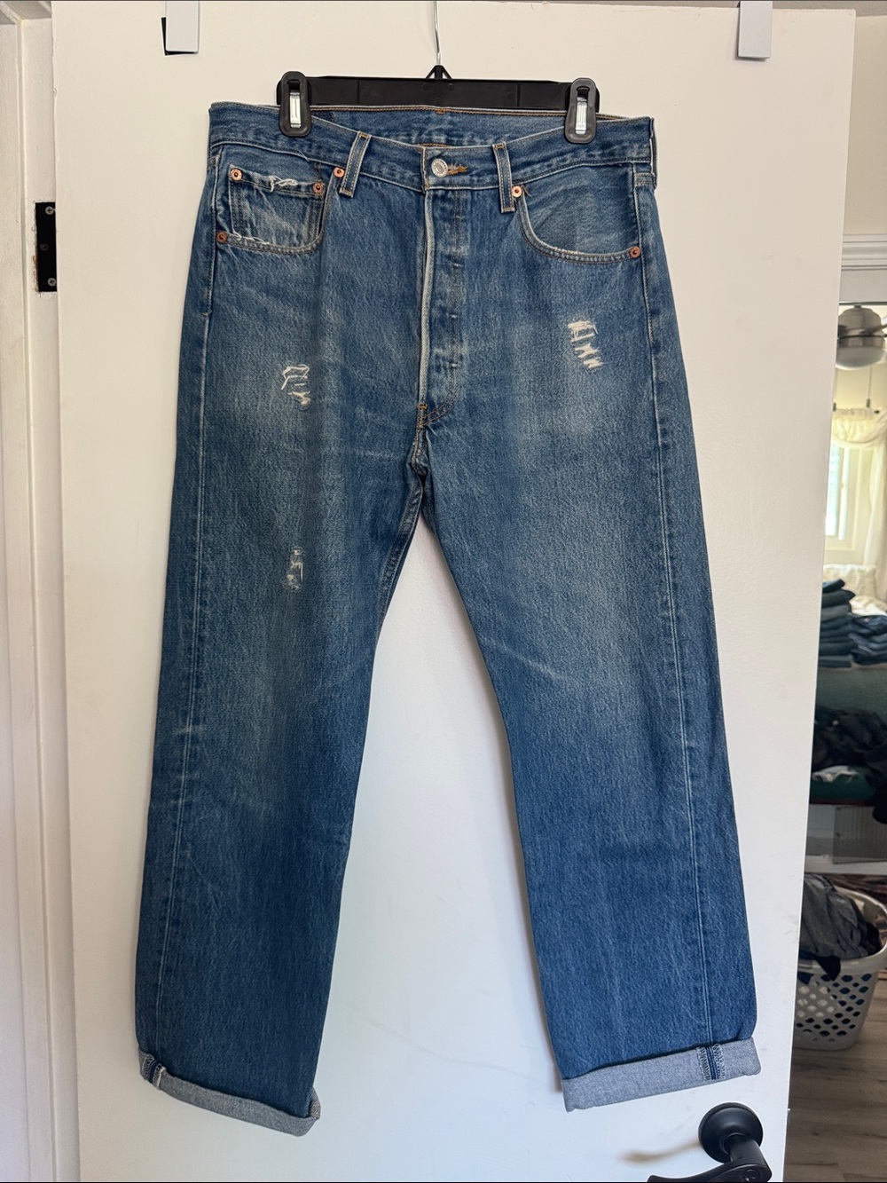 Levi's Blue Distressed Boyfriend Jeans